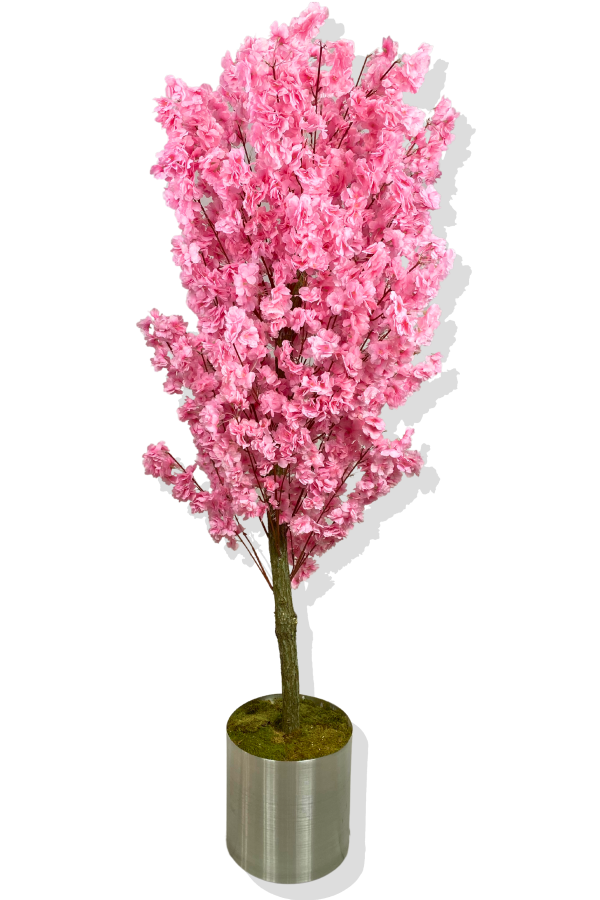 PEMBE LÜX YAPRAK BAHAR DALI YAPAY AĞAÇ 160 CM 25X25 GALVANİZ SAKSI