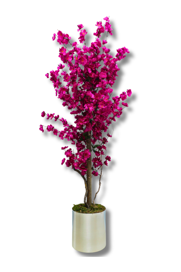 Mor Bahar dalı 140 Cm Yapay Ağaç 20X20 Metal Saksı - Tek Ebat